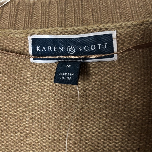 NWT Karen Scott Sweater Womens Tan Long Sleeve Stretch Medium M New with Tags - Picture 2 of 9